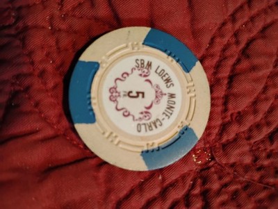 Sun Casino SBM Loews $5.00 Monte Carlo, Monaco Gaming Poker Casino Chip B2