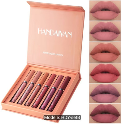 HANDAIYAN Matte Liquid Lipstick 6-Piece Set Assorted Shades Multicolor HDY-setB