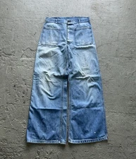 Vintage USN Navy Denim Jeans 1950s WWII Flare  Button Fly Stencil VTG 32x30