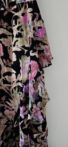 Kleid The Population XXL schwarz Blumen Samt Ausbrenner Rüschen Paris Gown Maxi - Bild 7 von 18