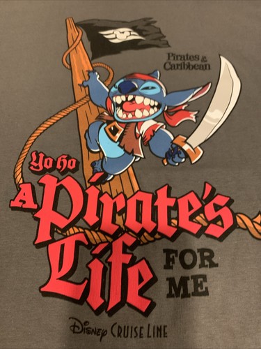 NWT Disney Cruise Line Stitch Pirates in the Caribbean T-shirt Gray Youth Sz XL - Picture 3 of 9
