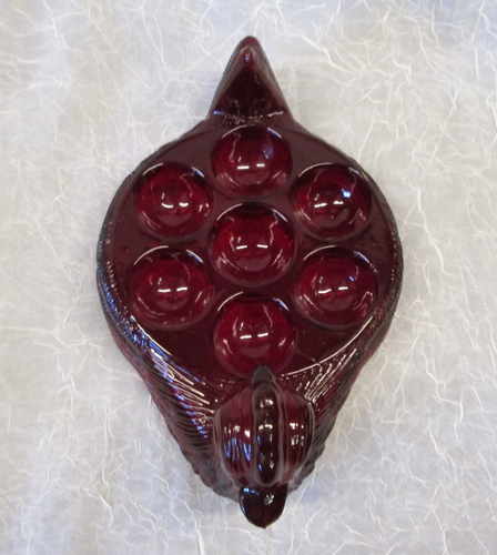 Rarität Rubinrot Henne Huhn sieben Eier Halter Nest Caddy Platte Cadmium leuchtet 1 Stück - Bild 3 von 7