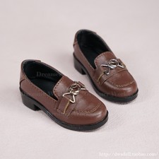 1/3 Retro Brown Buckle Shoes Uniform Pu Leather Flat Shoes Fit BJD Doll