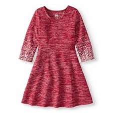 Wonder Nation Burgandy Heathered Holiday Sparked Long Sleeve Knit Dress XL 14-16