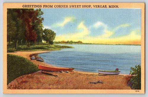 Postcard - Greetings from Corner Sweet Shop - Vergas Minnesota - Picture 1 of 2