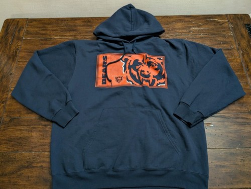 Chicago Bears NFL Team Apparel Sweatshirt L Hoodie Navy Vintage Inspired Graphic - Picture 1 of 9