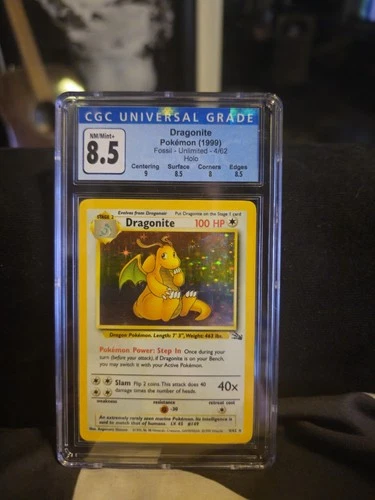 Dragonite Holo Rare 4/62 Fossil CGC 8.5 1999 With SUBGRADE 🔥
