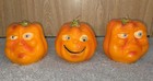 Pumpkin Jack-O-Lantern Candle Anthropomorphic Halloween Face Wax Pair Set 3 