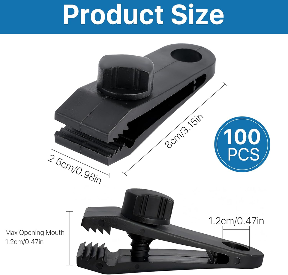 100 Pcs Tarp Clips Heavy Duty Lock Grip, Windproof Tarp Clips Awning ...