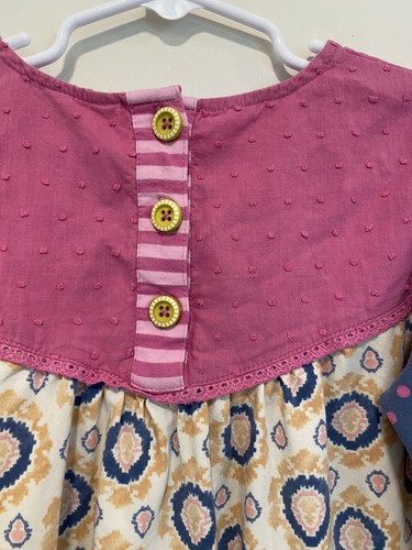 Matilda Jane Girls Sz 8 Top Tunic Swiss Dot Pink Long Sleeve Blue - Picture 9 of 10