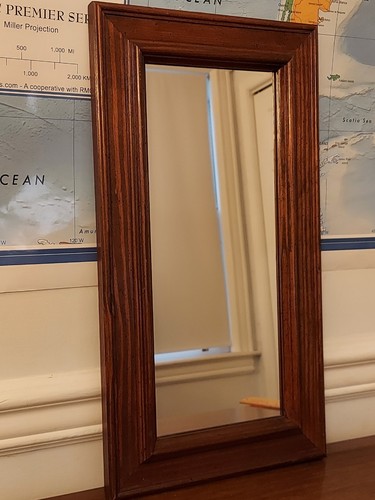 Vintage Walnut Stained Accent Wall Mirror 19.5"x 10.5" - Vertical or Horizontal - Picture 5 of 11
