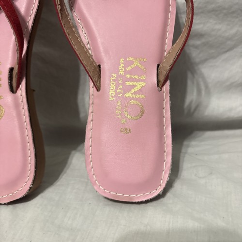 Kino Damen rosa rot rosa Leder Flip Flops Sandalen hergestellt in Key West-Größe 8 - Bild 6 von 9