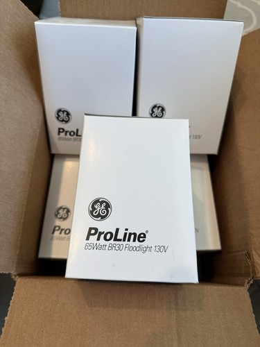FIVE NEW GE ProLine Floodlight 65W Bulbs BR30 130V - Picture 1 of 3