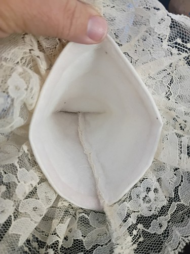 Vintage Handarbeit Stoff Spitze Weihnachten Engel Baumspitze 11" Landhaus - Bild 11 von 11