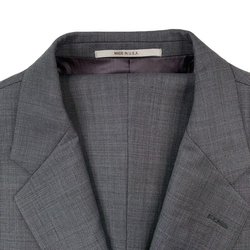 Mens 46 L Hickey Freeman Solid Mid Charcoal Grey Modern Fit Wool Suit Made USA - Picture 2 of 22