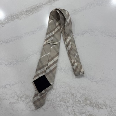 Burberry Tie Check Beige White Tartan Plaid Classic Vintage London