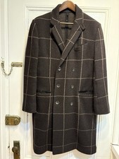 $895 Rag &amp; Bone Windowpane Hatchet Mens Coat M Medium Brown Wool