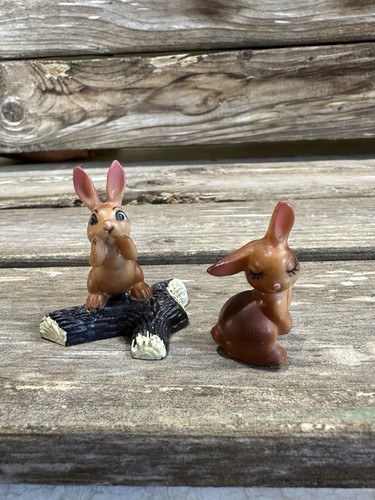 Vintage Hartplastik kitschiger Hase Kaninchen Miniatur braun Figur Hongkong - Bild 4 von 8