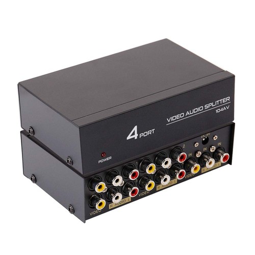 Powered 4 Wege 3 RCA Splitter Box 1 in 4 Out Composite Video Audio Distribution... - Bild 7 von 7