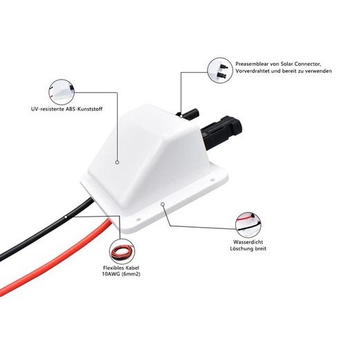 Waterproof Solar Junction Box with 10ft Cable Extension for Harsh Environments - Afbeelding 6 van 10