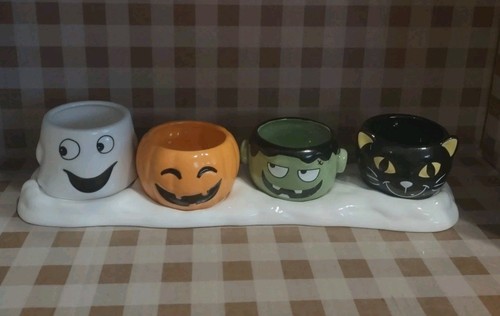 RARE! Yankee Candle Halloween Friends Tealight Holder Mummy Cat Pumpkin Frank