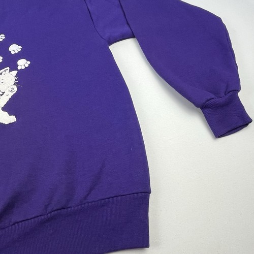 Sudadera Vintage Gatos Talla L Jerzees Hecha en EE. UU. Hinchada Elevada Gráfico Púrpura - Imagen 8 de 16