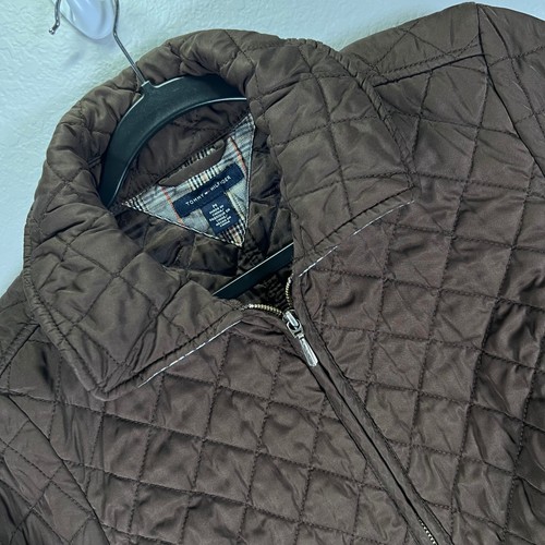Tommy Hilfiger Quilted Jacket Lightweight Brown Puffer Coat Womens Size M