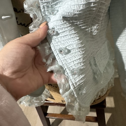 De colección Rickie Freeman para Teri Jon Azul Talla 10 Botón Delantero Chaqueta Falda Traje - Imagen 7 de 22