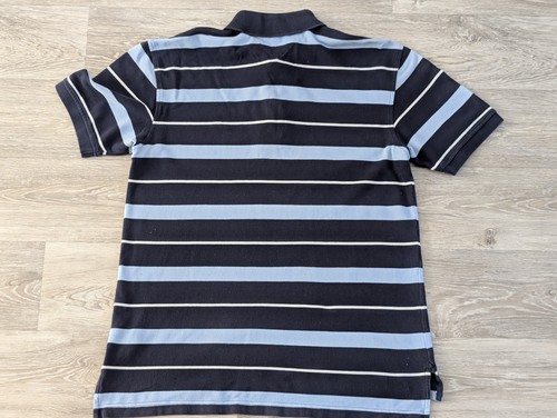 Tommy Hilfiger Navy Blue Striped Polo Shirt Pique Size Large L - Picture 12 of 12