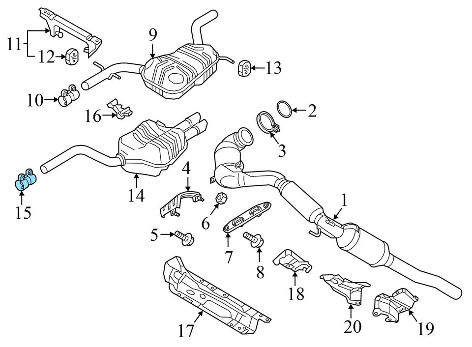 AUDI SQ5 2014-2017 - Abrazadera de escape 1K0253141G Foto 3 de 4