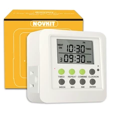 3-In-1 Dual Outlet Timer Plug with Interval Cycle for Indoor, 7 Day 24 Hour Prog