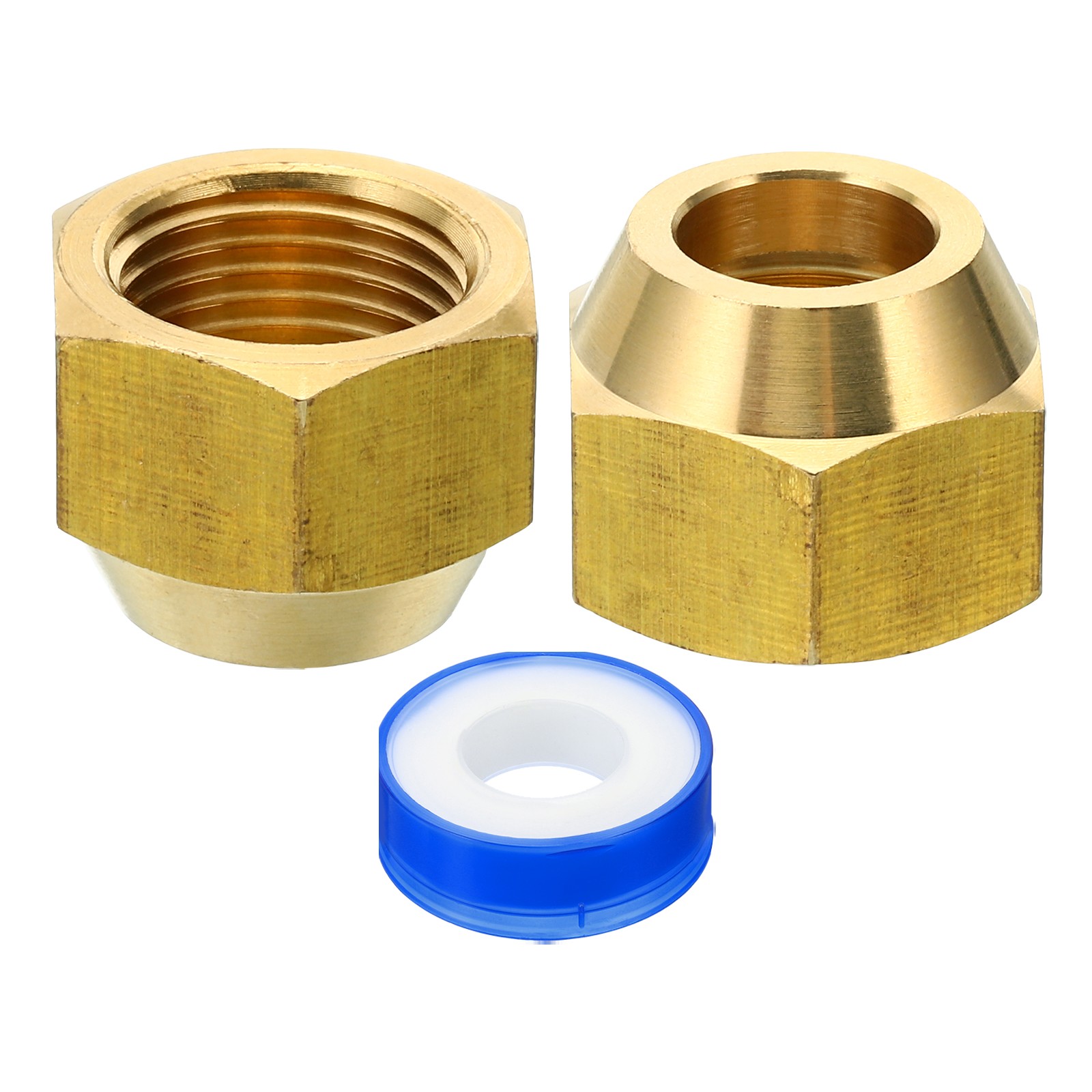 2pcs 1/2 SAE Brass Flare Nut 45 Degree Copper Flared Pipe Fitting Cap Glossy