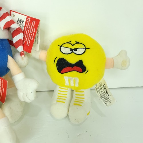 Lot Of 4 M&M Red Yellow Blue Plush Keychain Ornament Window Stuffed Animal Toy - Picture 2 of 9