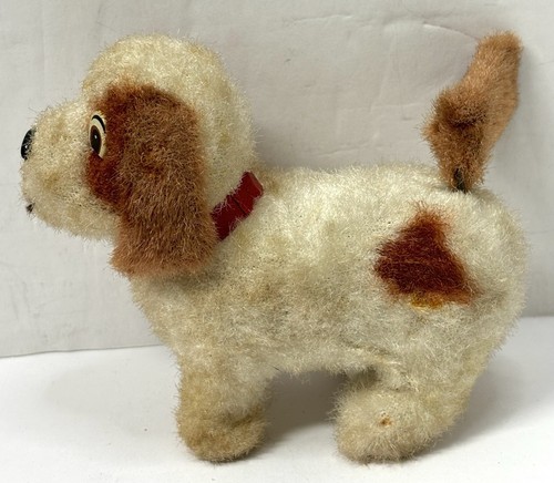 Vintage Wind Up Mohair Puppy Dog Spinning Tail Japan Tote-A-Pup Alps Toys - Picture 2 of 7