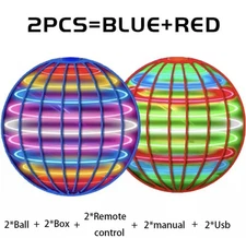 2 PACK Flynova Pro Flying Ball Boomerang Spinner Toy Outdoor Fun 2 PACK Blue/Red