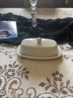 Yedio White Ceramic Butter Dish Holder with Cover Lid 1 Stick Farmhouse Style