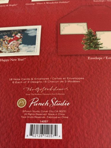 Punch Studio 18 Christmas Cards & Envelopes Vintage Holiday Sleigh 14057 - Picture 9 of 9
