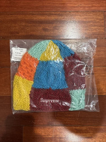 Supreme SS25 Bonnet Tricot Bloc Tricoté Main Poly Multicolore à la Main