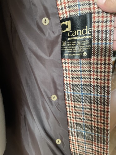 VINTAGE 60s 70s BROWN PRINCE OF WALES PLAID CHECKED MOD WOOL TRENCH COAT 12 MOD - Picture 4 of 14