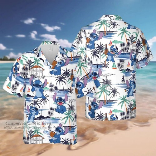 Stitch Hawaiian Button Down Shirt Unisex Adults S-5xl 3D