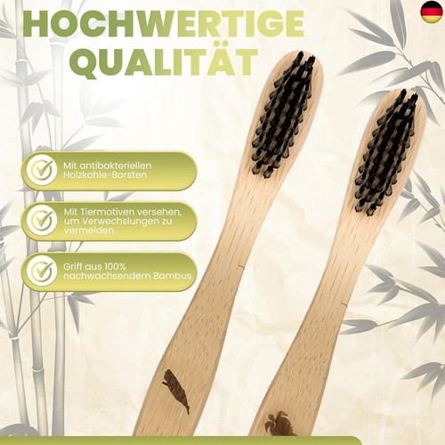 4er Pack Bambus Zahnbürste mit reinem Bambus-Holz ? vegan ? biologisch abbaubar - Bild 5 von 8