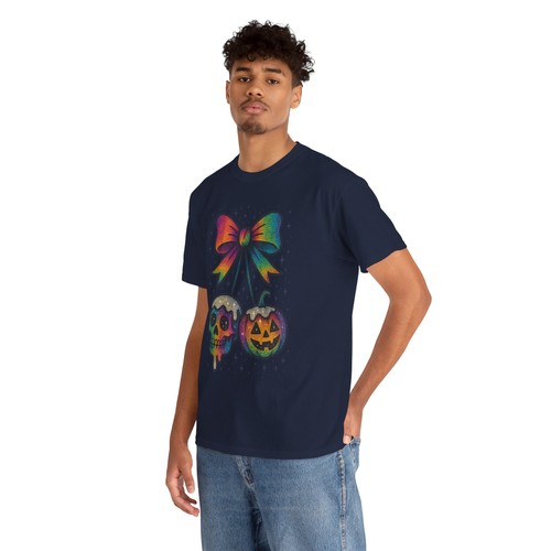 Retro Halloween T-Shirt, Neon Coquette Pumpkins, Cherry Pumpkin Graphic Tee - Picture 27 of 28