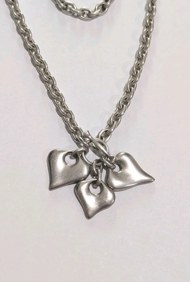 Collar Gargantilla De Colección RLM Robert Lee Morris Plata Esterlina Corazones Palanca 16" 63gr Foto 2 de 4