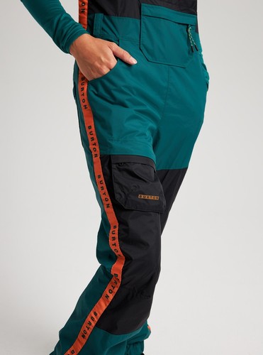 Burton Avalon Lightweight Bib Womens in Antique Green True Black Papaya - Size - Picture 6 of 7
