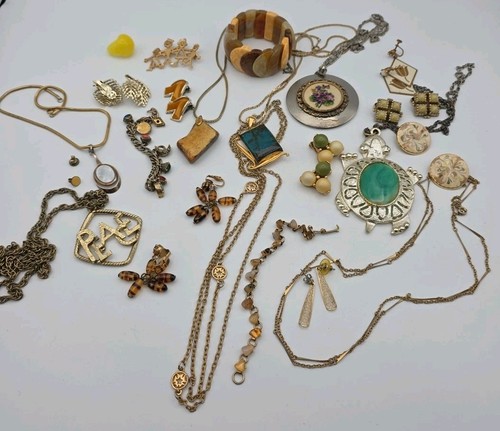 Lote de bisutería mixta brutalista retro vintage tono dorado funky mediados de siglo - Imagen 21 de 24