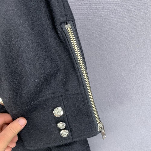 Pronti 3XL Black Wool Blazer Trench Coat 5 Button 4 Pocket Zipper Army Military - Picture 12 of 18