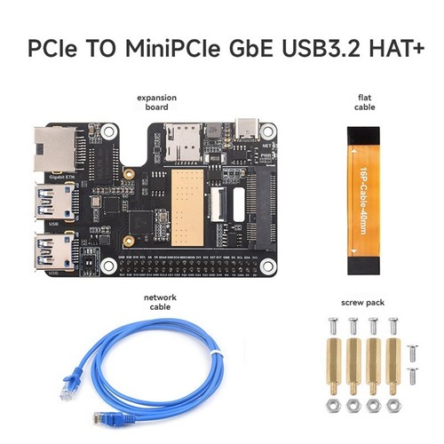 For 5 PCle to MiniPCle GbE USB3.2 HAT+ Gigabit Ethernet Supports MiniPCIe5837 - Picture 8 of 9