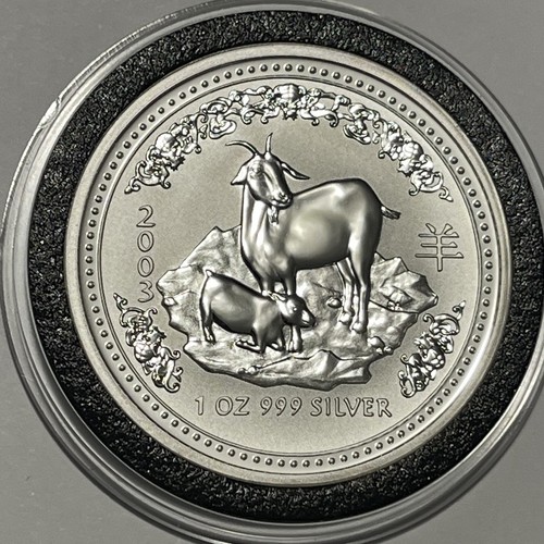 2003 Year of the Goat Chinese Zodiac Coin 1 Troy Oz .999 Fine Silver Round 999 - Bild 7 von 14