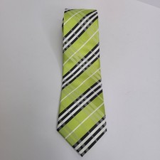 Light Green, Blue and White Stripe Tie, 100 Silk, Hand made, 3" X 57"