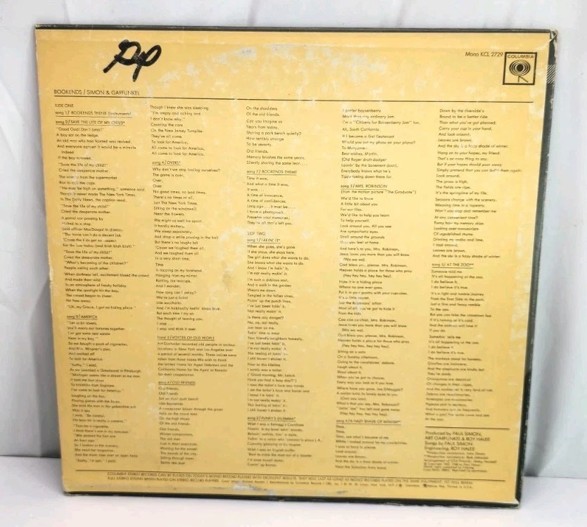 SIMON AND GARFUNKEL - Bookends RARE MONO 1968 1st Pressing LP Vinyl VG Foto 3 de 4